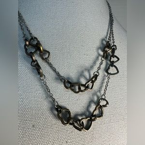 Dainty interlocking hearts double strand necklace